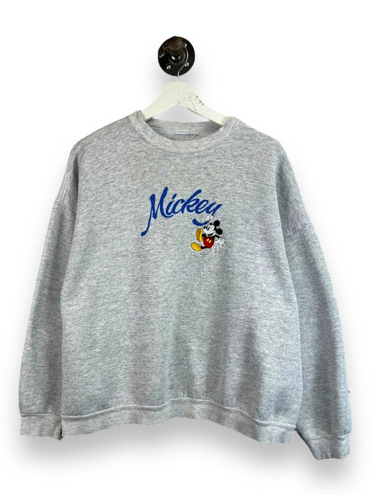 Vintage 90s Mickey Mouse Embroidered Spellout Character Sweatshirt Size Medium