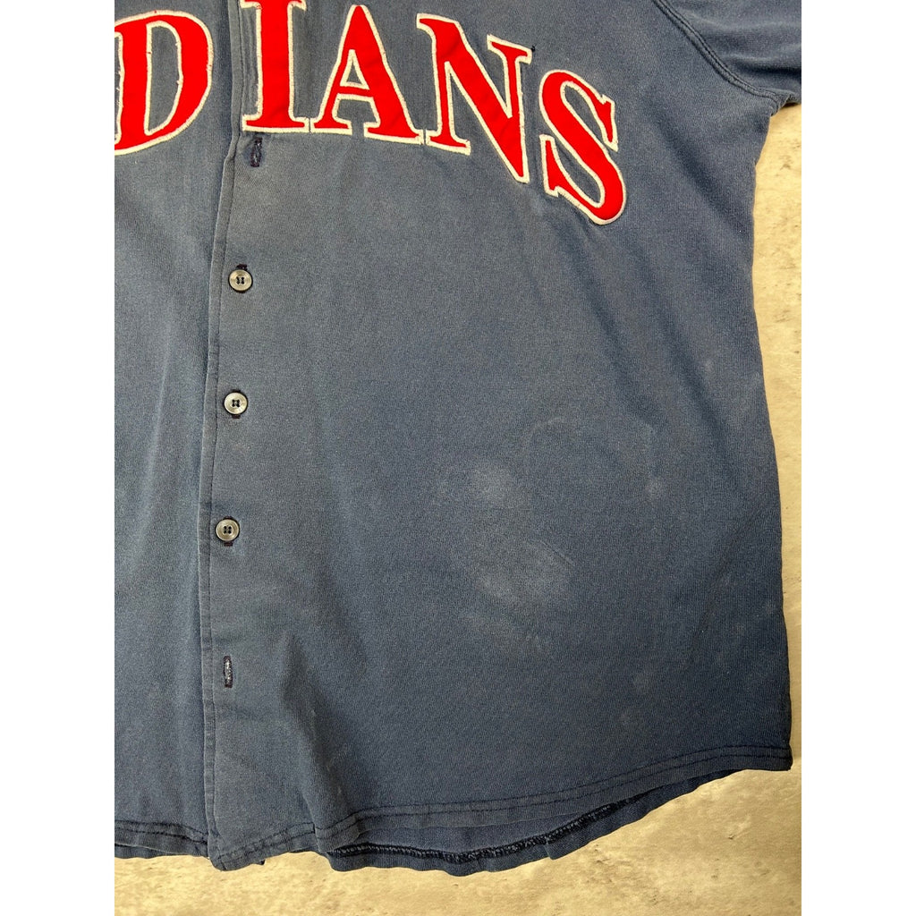 Vintage Cleveland Indians MLB Embroidered Spellout Baseball Jersey Size Large