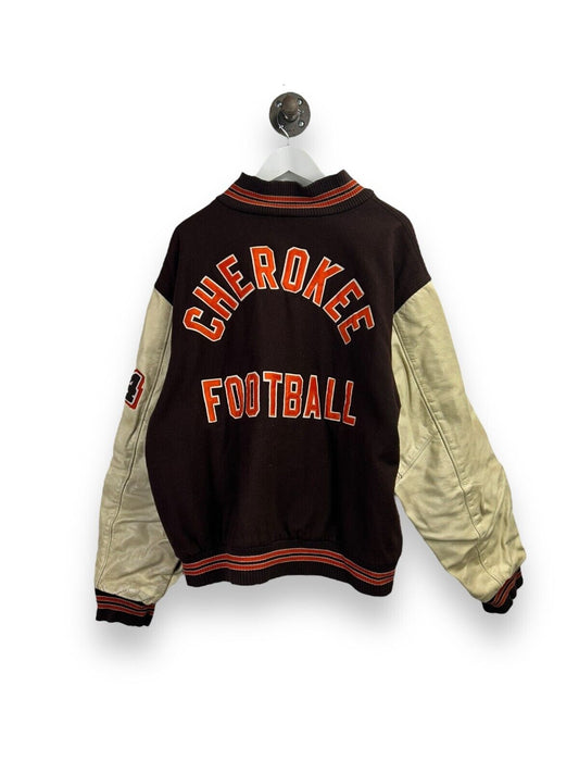 Vintage 90s Cherokee Football Embroidered Wool Varsity Jacket Size 2XL