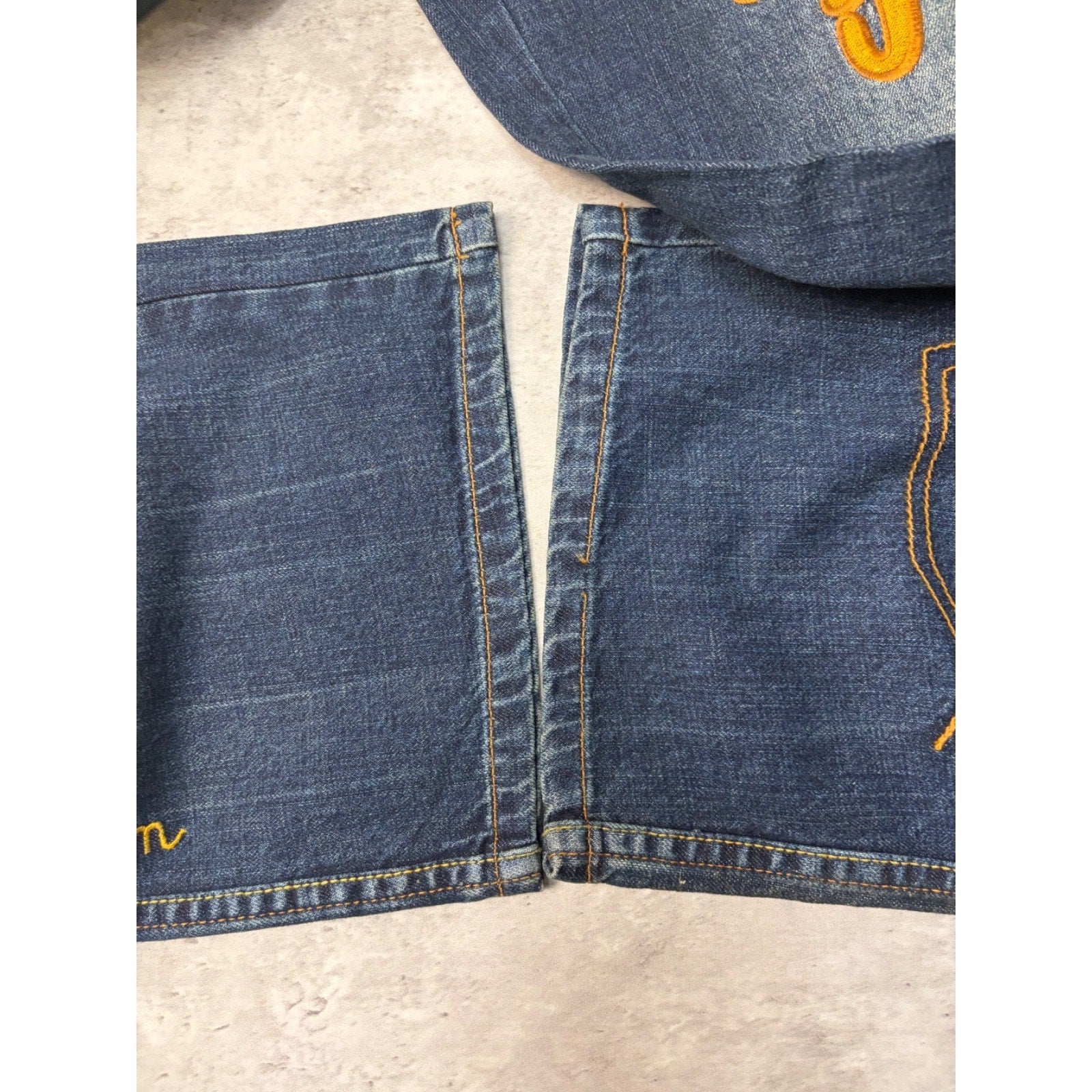 Vintage Womens Y2K Phat Farm Embroidered Script Dark Wash Denim Pants