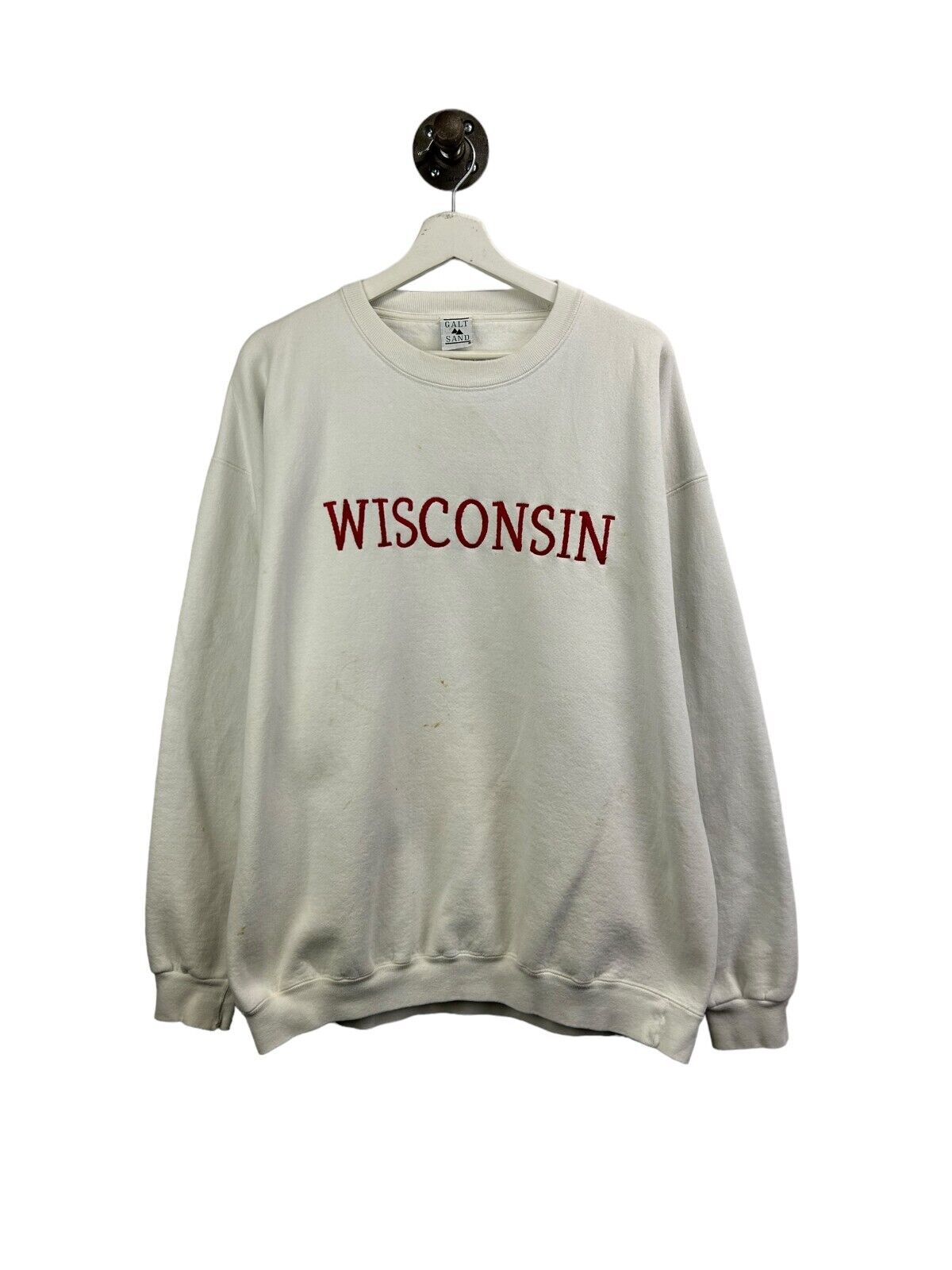 Vintage 90s Wisconsin Badger NCAA Embroidered Crewneck Sweatshirt Size 2XL White