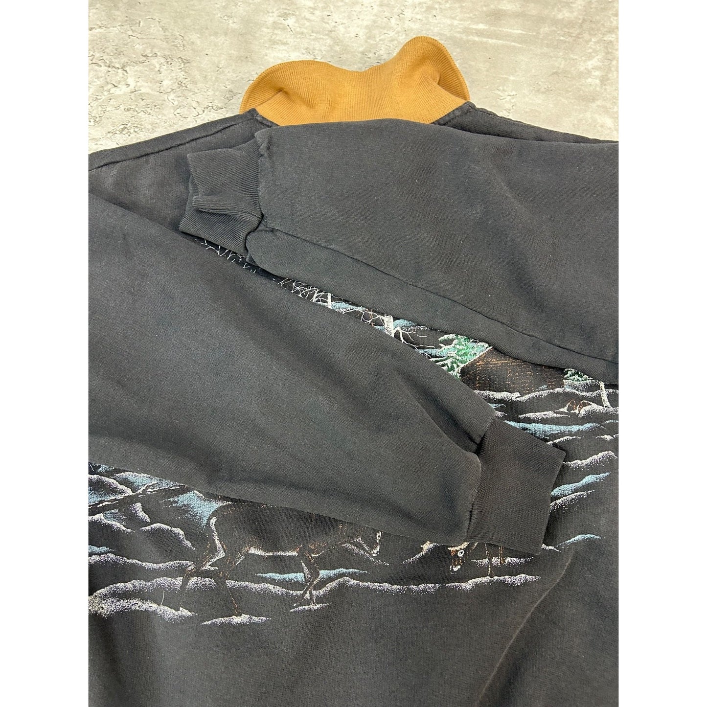 Vintage 90s Deer Nature All Over Print Collared Animal Sweatshirt Size Large