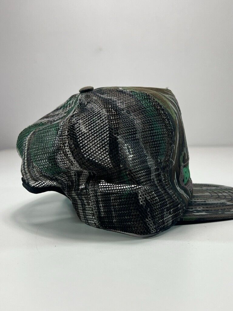 Vintage 90s Buckmasters Puff Print Hunting Camo Trucker Snapback Hat OSFA