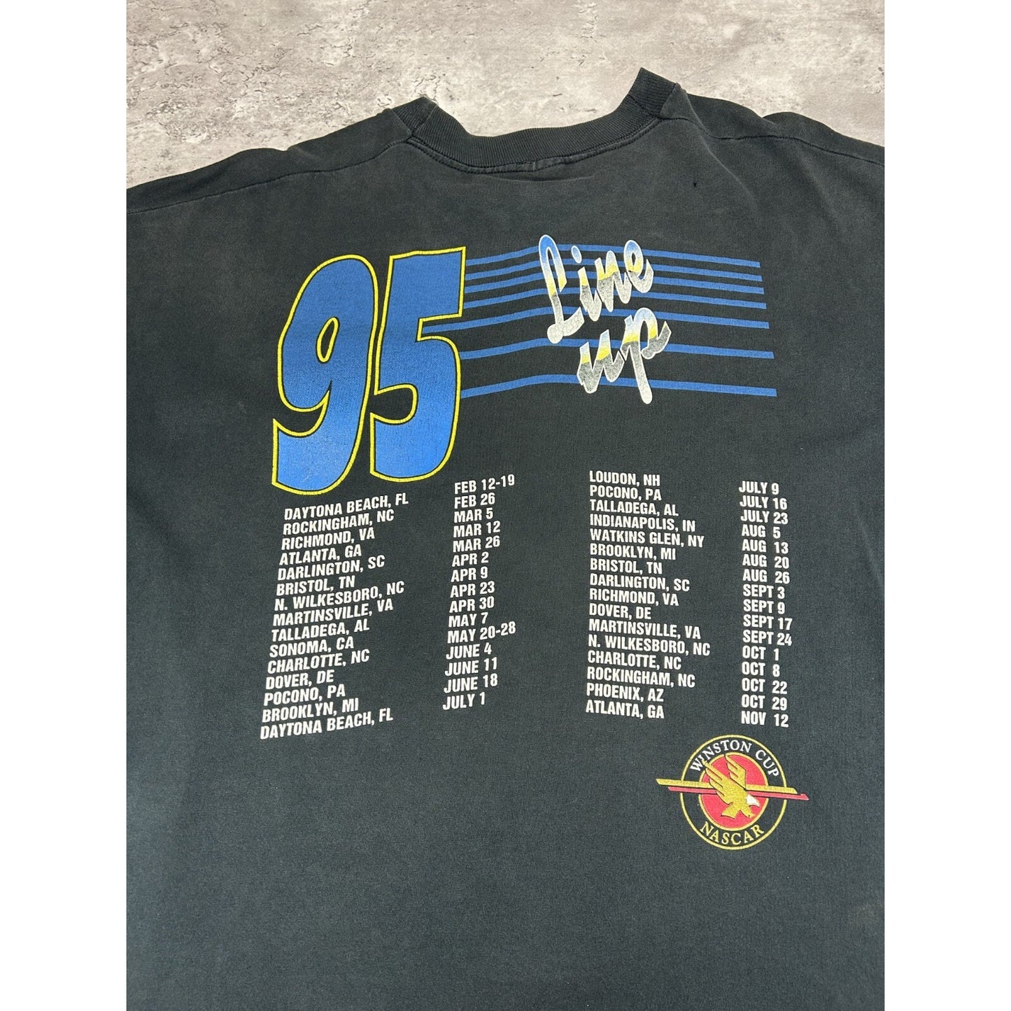 Vintage 1995 Nascar Winston Cup Series Racing Graphic T-Shirt Size 2XL Black