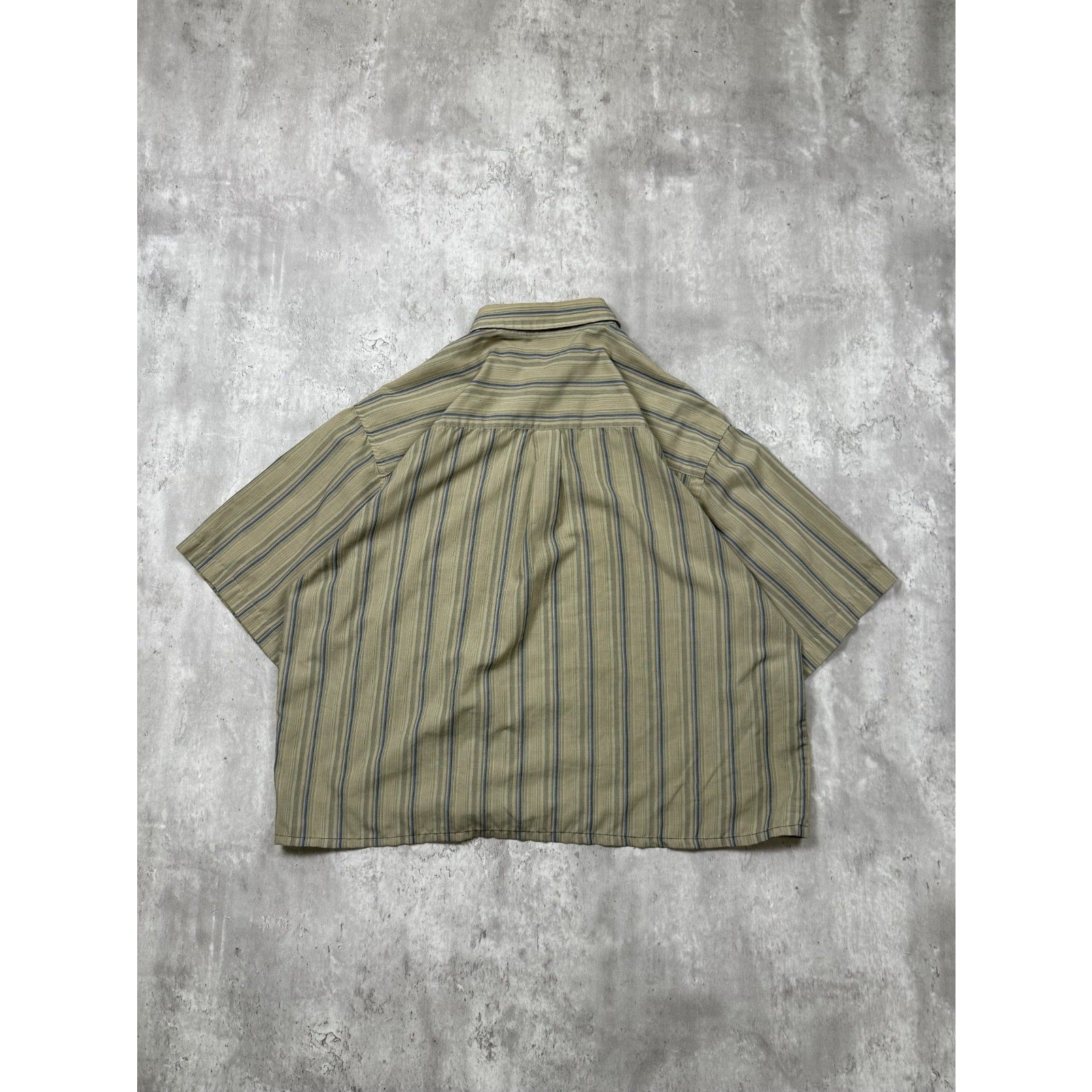 VTG Puritan Single Pocket Striped Reworked Cropped Button Up Shirt Size Large