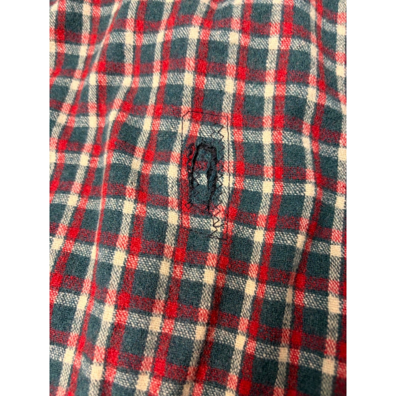 Vintage 1950s Buckskein 1005 Wool Plaid Print Full Zip Flannel Shirt Size Large