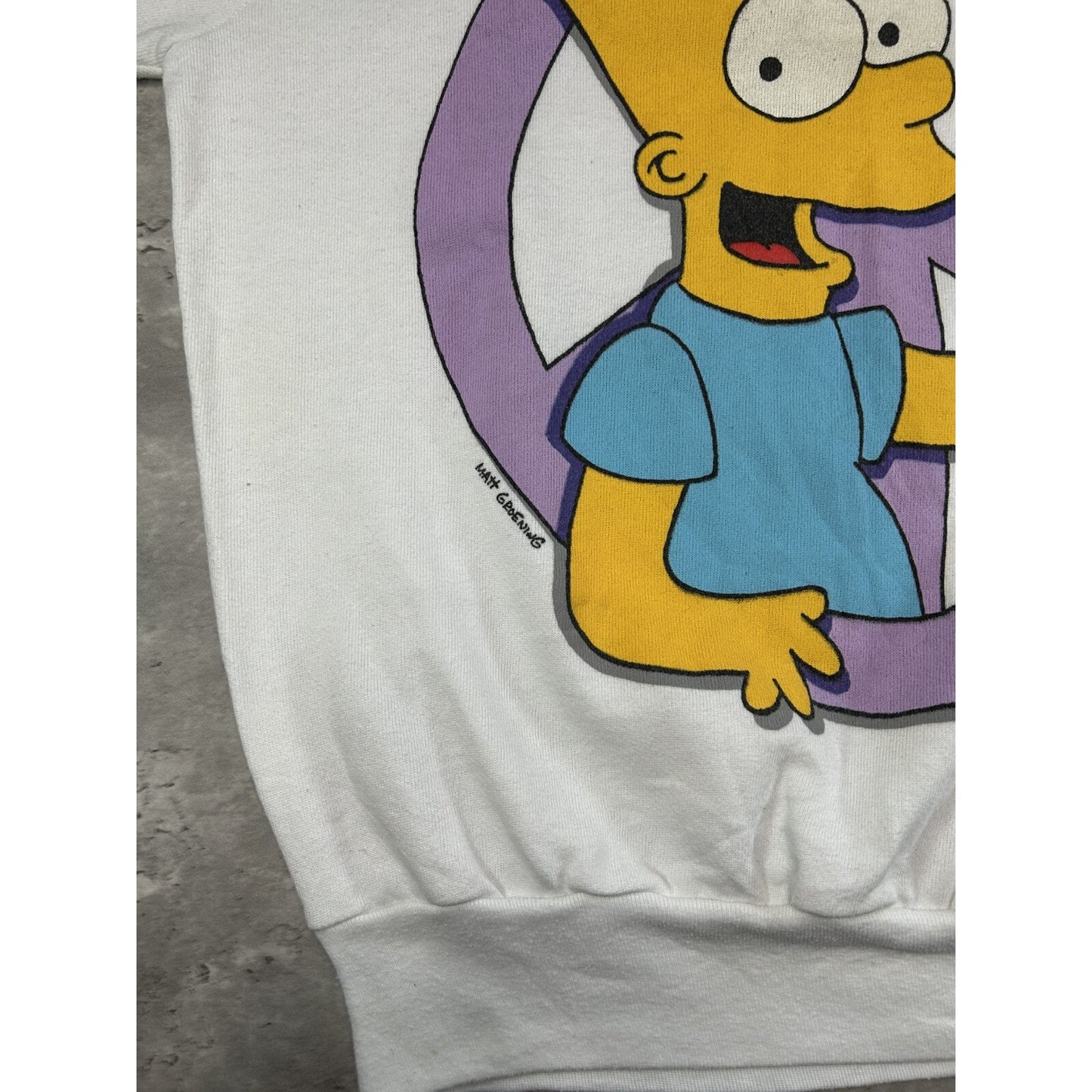 Vintage 1980 The Simpsons Bart Peace Man Big Graphic Sweatshirt Size Large