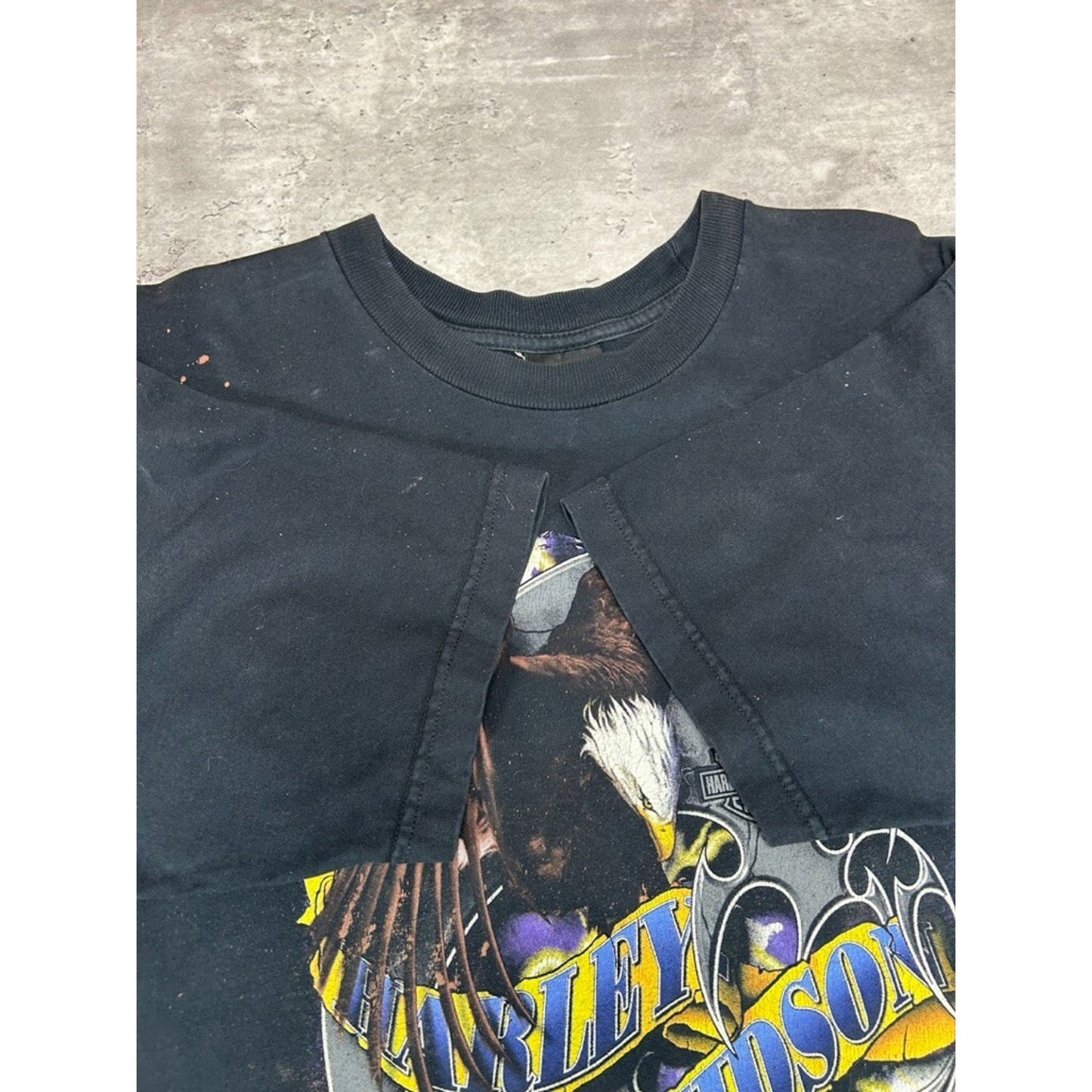 Vintage 2002 Harley Davidson Bald Eagle Graphic T-Shirt Size XL Black