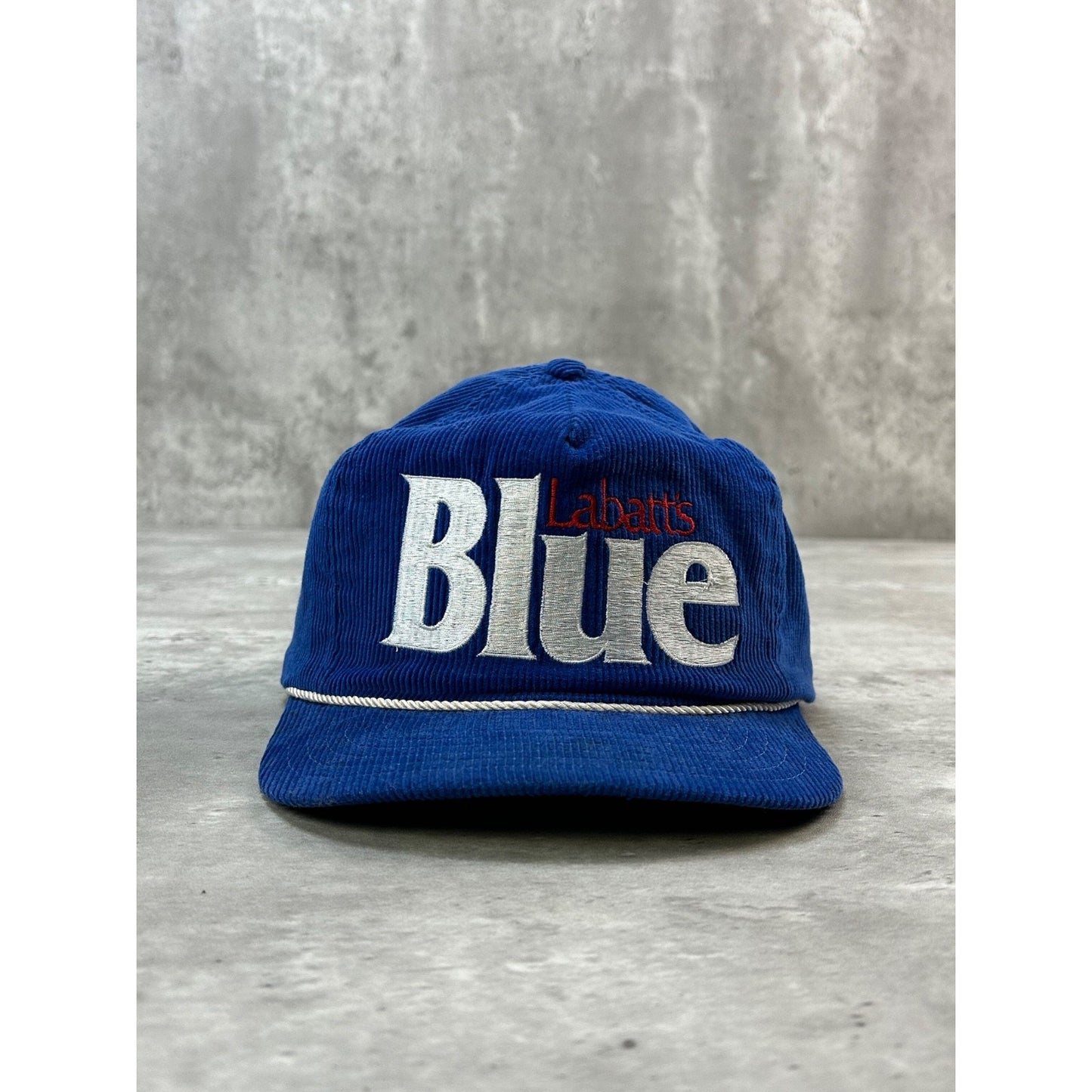Vintage 90s Labatt Blue Embroidered Spellout Beer Promo Snapback Hat OSFA
