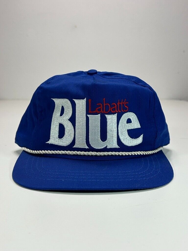 Vintage 80s Labatts Blue Embroidered Beer Promo Snapback Hat OSFA