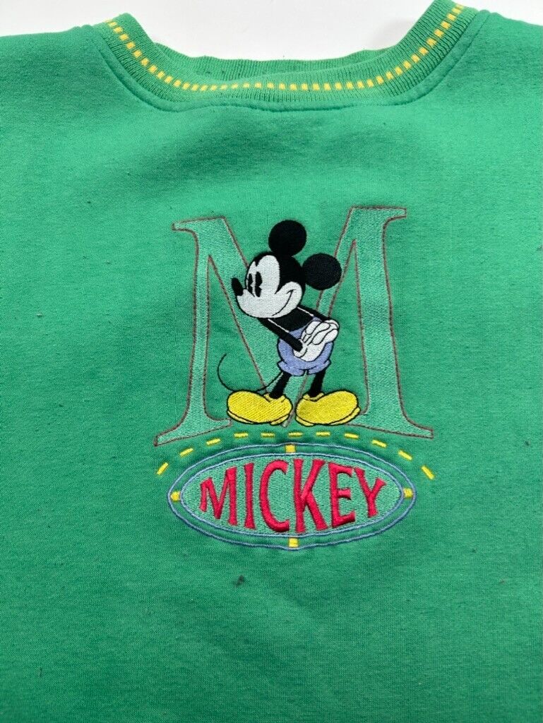 Vintage 90s Mickey Mouse Embroidered Spellout Character Graphic Sweatshirt Sz XL