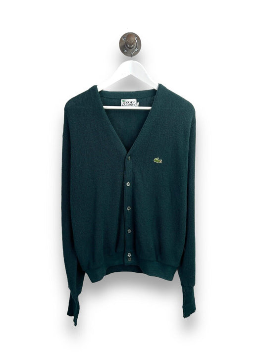 Vintage 80s/90s Izod By Lacoste Wool Cardigan Sweater Size XL Green