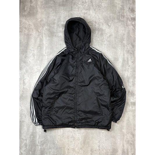 Vintage 90s Adidas Embroidered Logo Reversible Full Zip Hooded Jacket Size XL