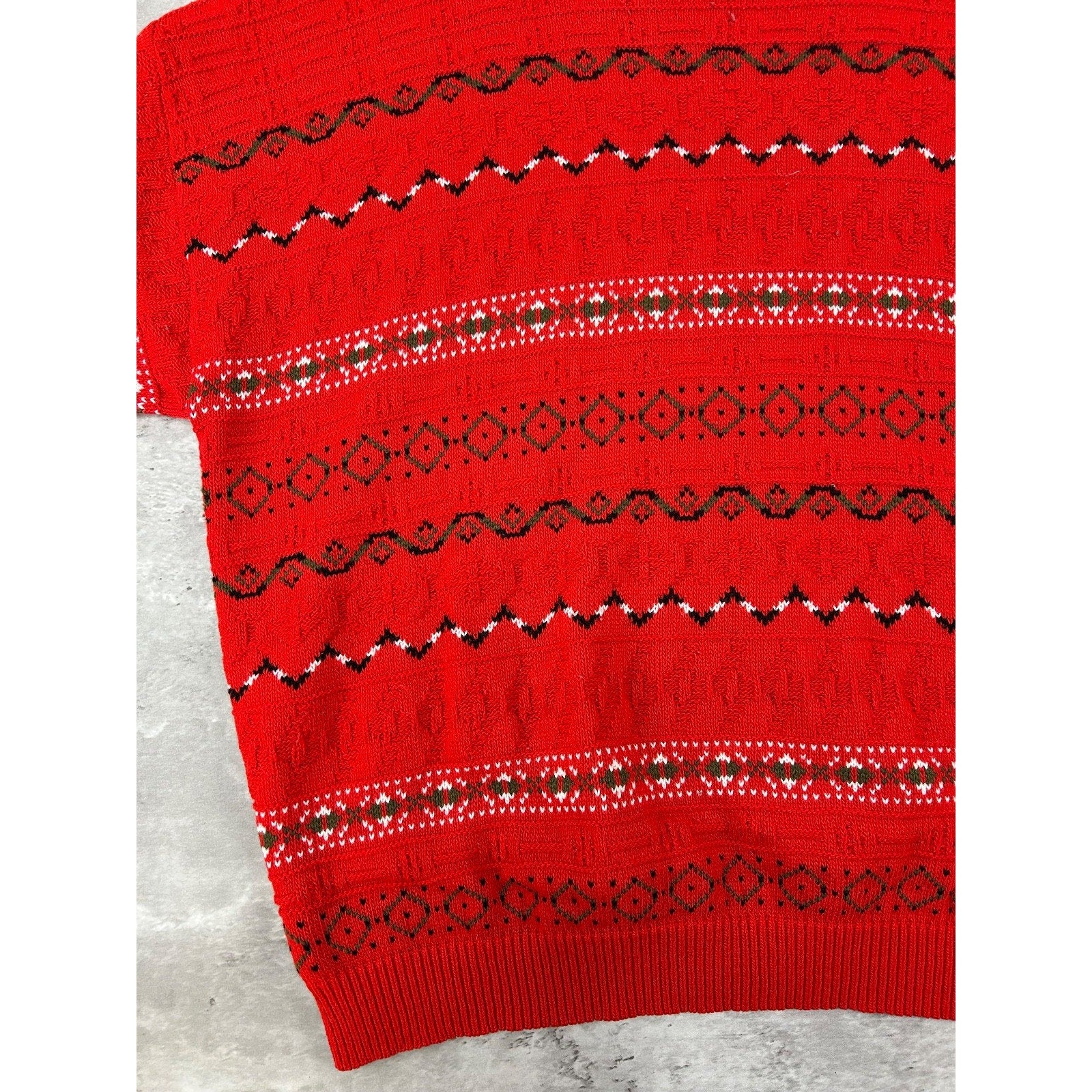 Vintage 90s Abstract Striped Print Pullover Mock Neck Knit Sweater Size XL