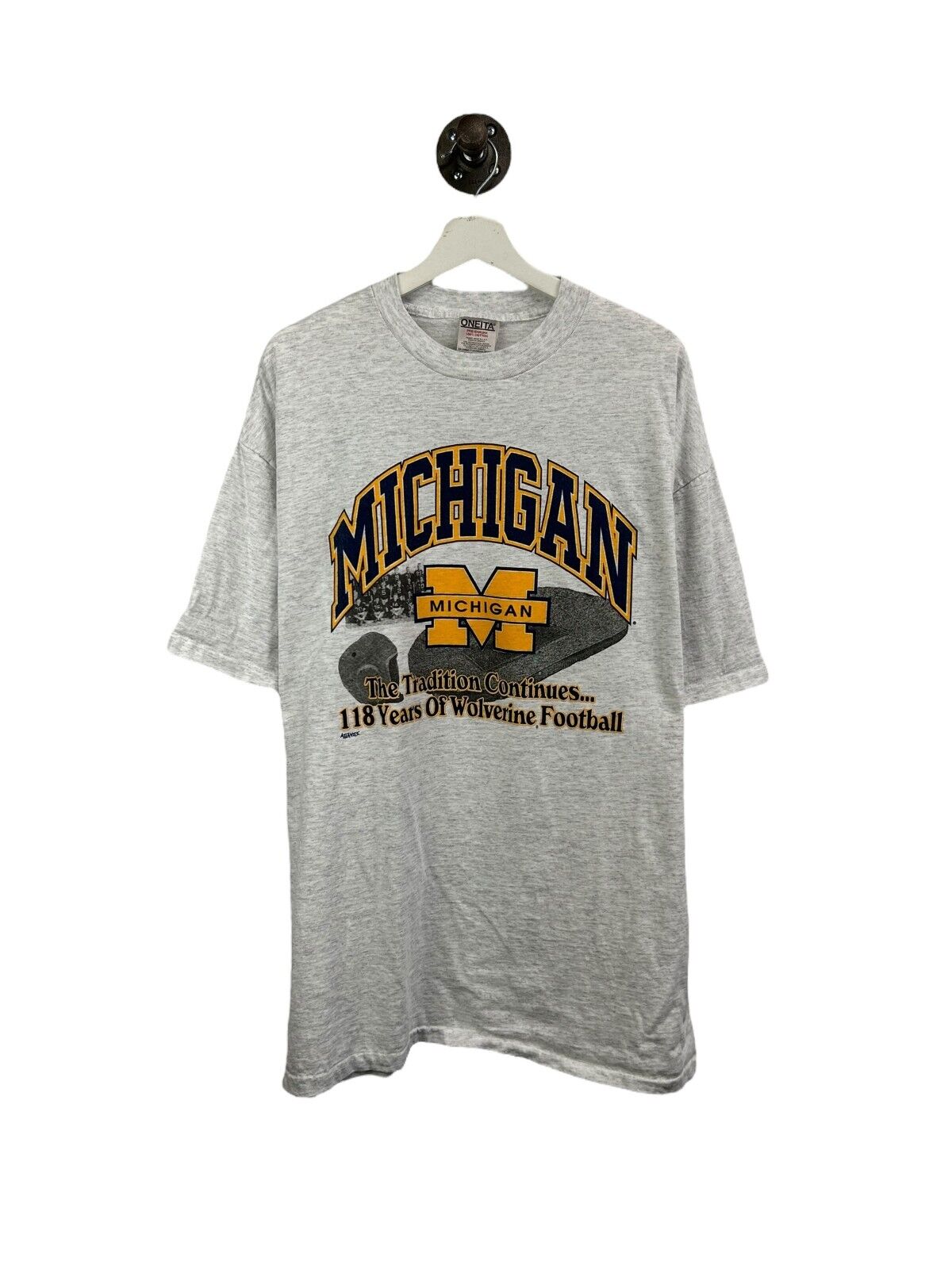 Vintage 90s University on Michigan NCAA 118 Years of Football T-Shirt Size 2XL