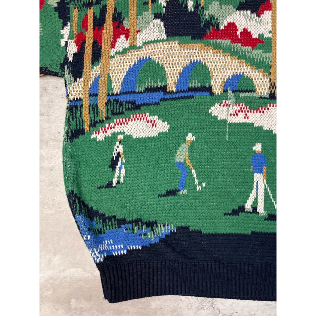 Vintage 90s Crossings Golf All Over Print Knit Sweater Size Large