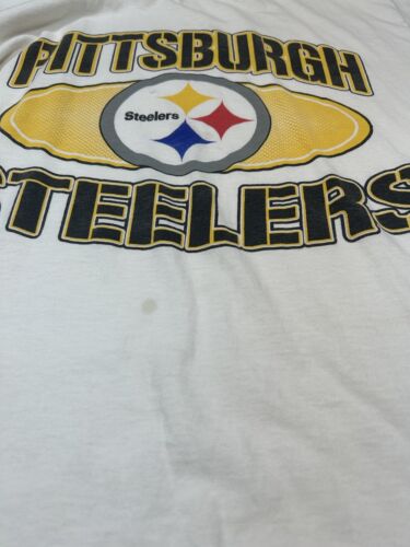 Vintage 90s Pittsburgh Steelers NFL Big Graphic T-Shirt Size Large White