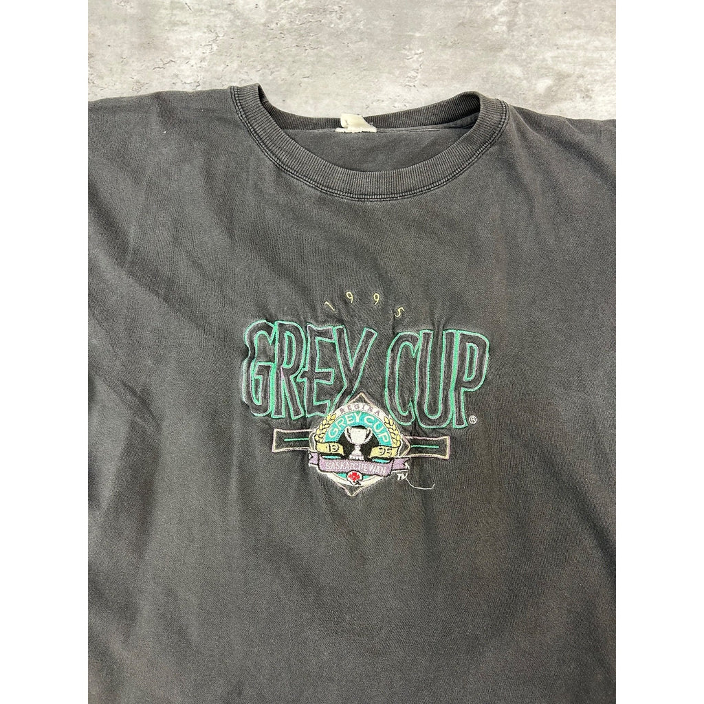 Vintage 1995 CFL Grey Cup Stallions Vs Stampeders Football T-Shirt Size Large