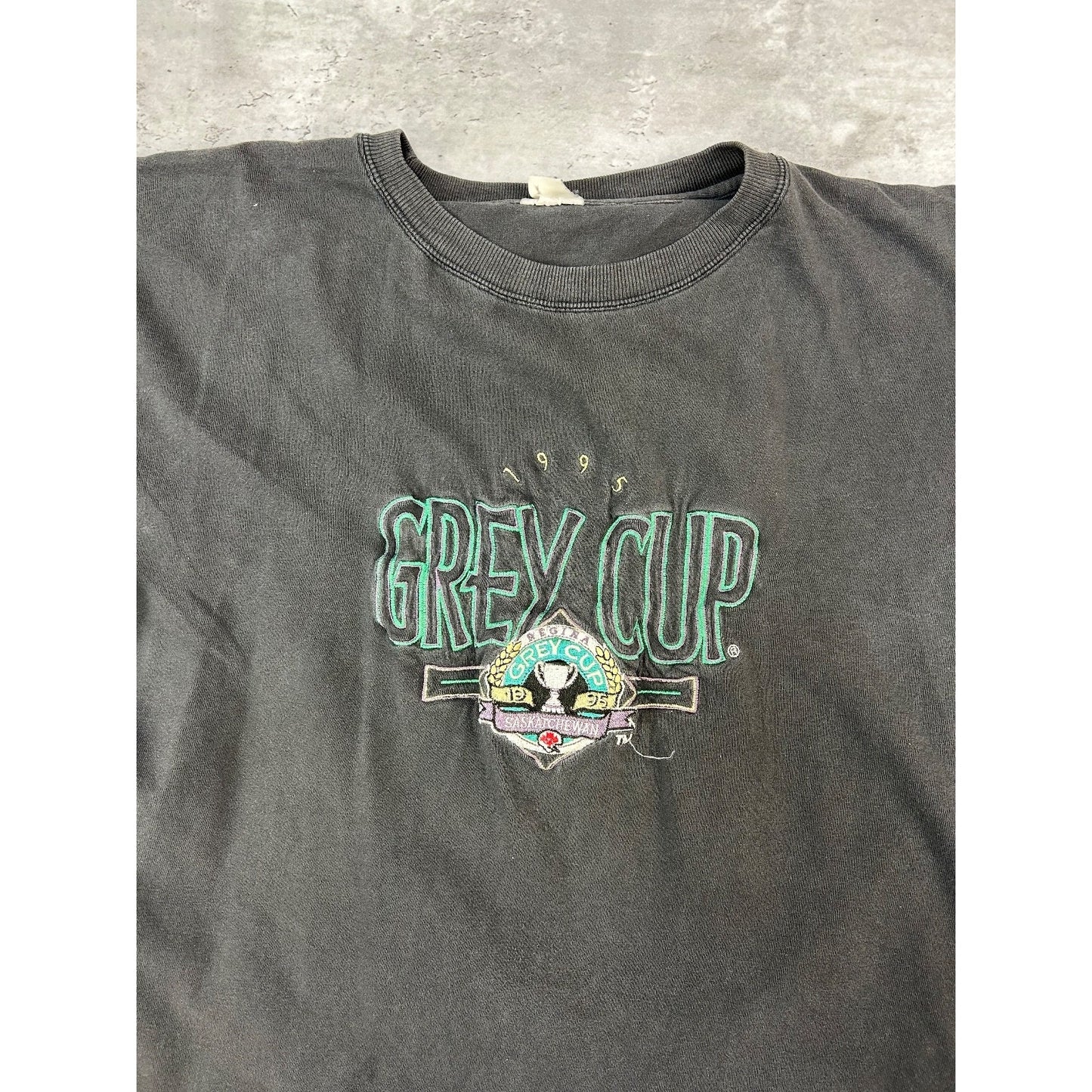 Vintage 1995 CFL Grey Cup Stallions Vs Stampeders Football T-Shirt Size Large