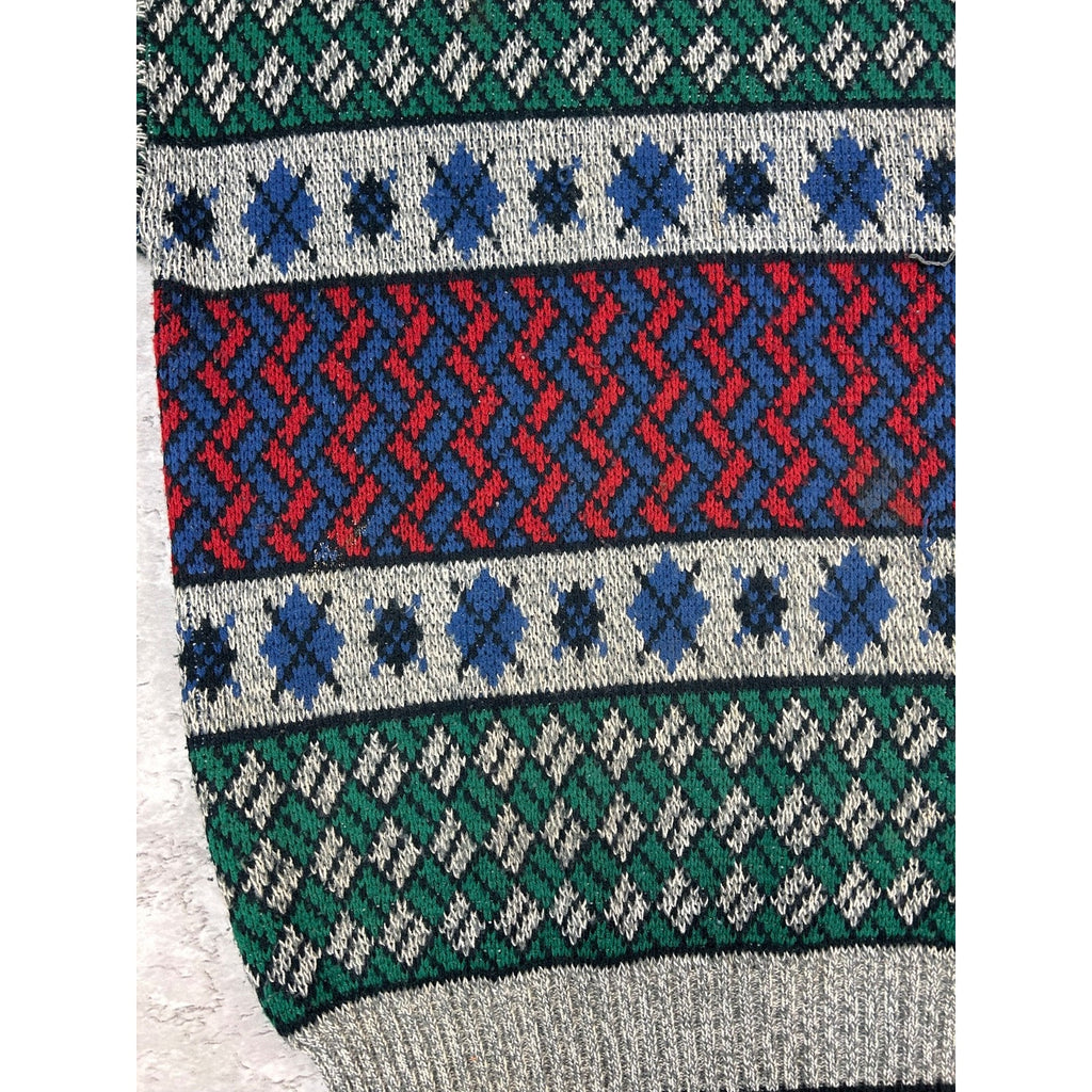 Vintage 90s Van Heusen Hennessy Abstract Patter Knit Sweater Size LT