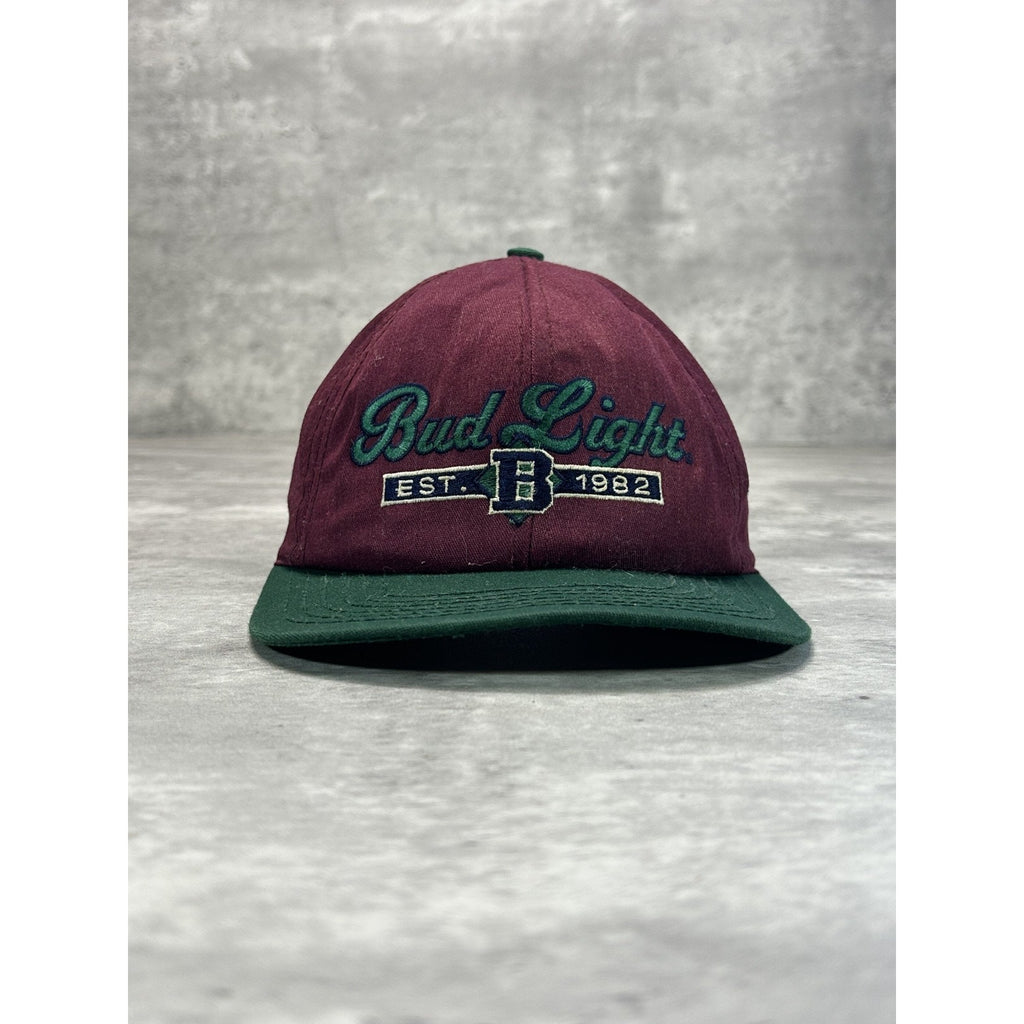 Vintage 90s Bud Light Embroidered Spellout Beer Promo Snapback Hat OSFA