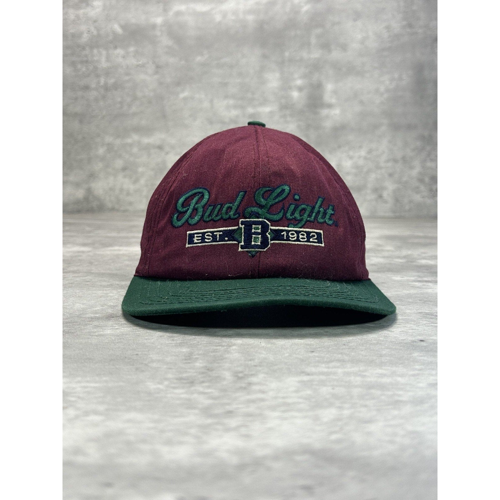 Vintage 90s Bud Light Embroidered Spellout Beer Promo Snapback Hat OSFA