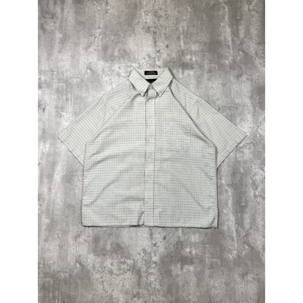 Vintage Croft & Barrow Single Pocket Plaid Cropped Button Up Shirt Size Medium