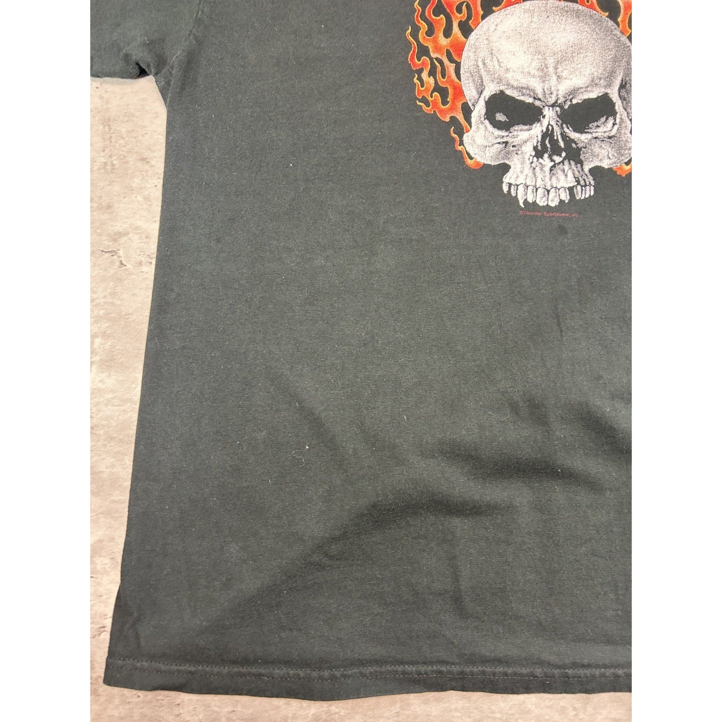 Vintage 2000s Flaming Skull Graphic Long Sleeve T-Shirt Size 2XL Black
