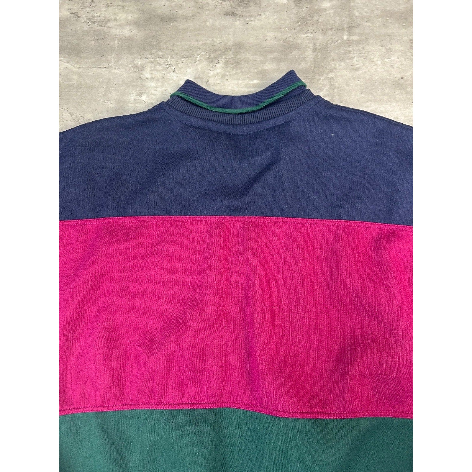 Vintage Steeple Chase Striped Embroidered Crest Collared Sweatshirt Size Medium
