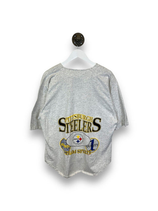 Vintage 1992 Pittsburgh Steelers Puff Print NFL Baseball Jersey Size XL 90s Gray