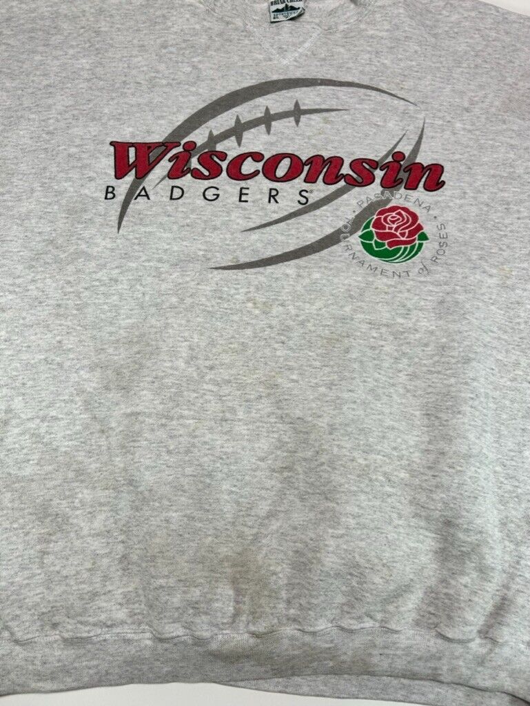 Vintage 90s Wisconsin Badgers NCAA Rose Bowl Collegiate Sweatshirt Size 2XL