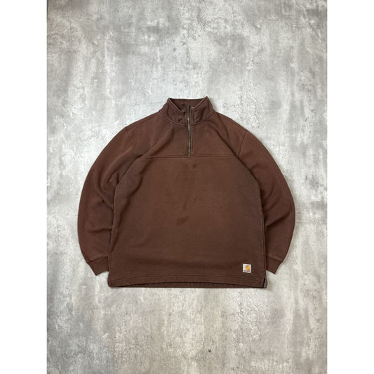 Vintage Carhartt Embroidered Patch 3/4 Zip Workwear Sweatshirt Size Medium