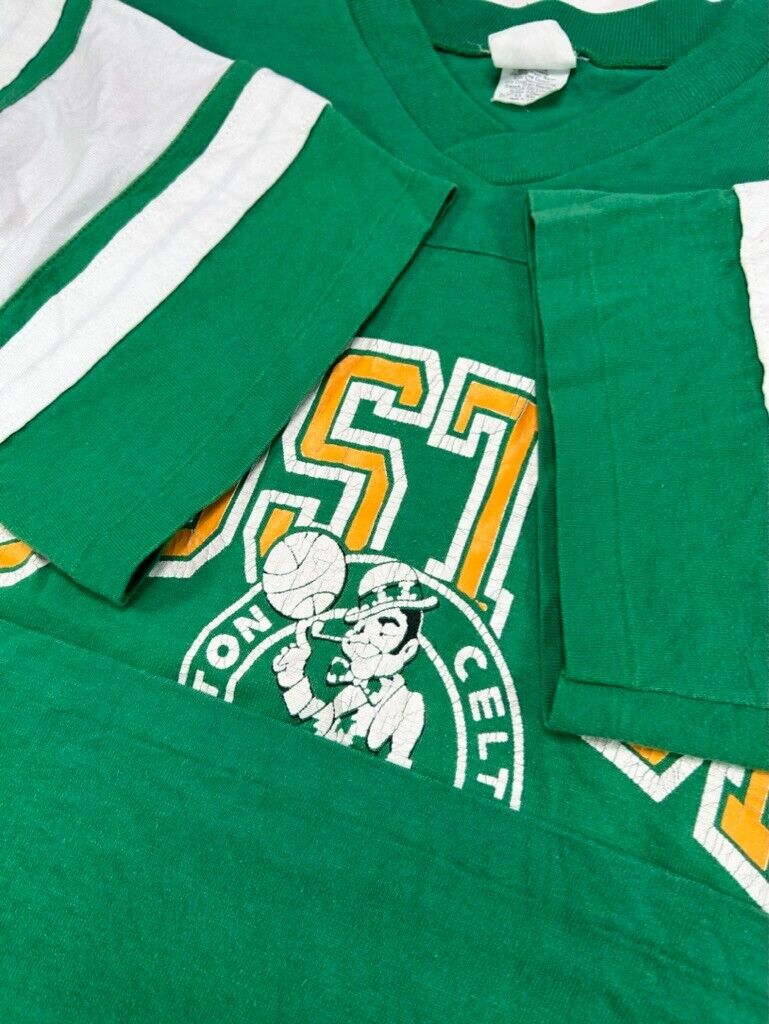 Vintage 80s/90s Boston Celtics NBA Jersey Style Basketball T-Shirt Size XL Green