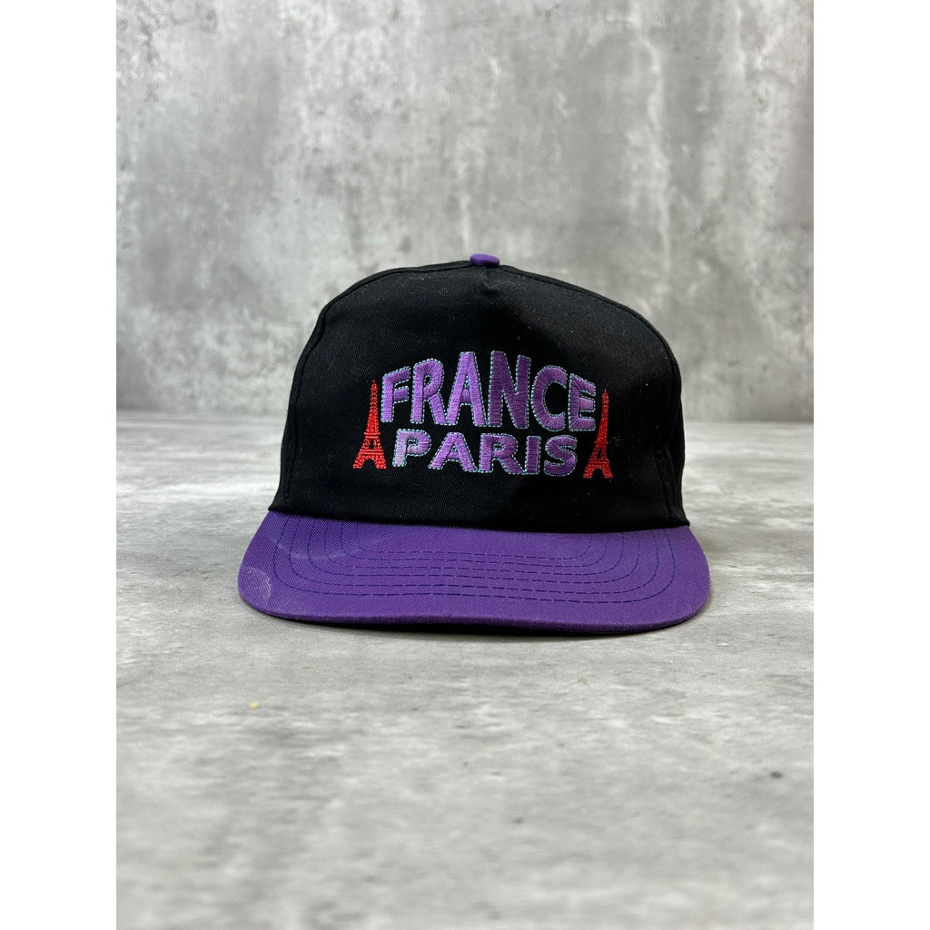 Vintage 90s Paris France Embroidered Spellout Destination Snapback Hat OSFA