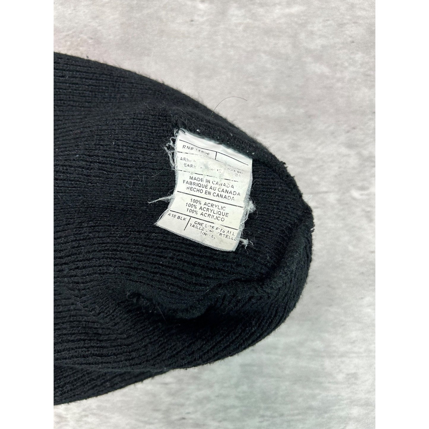 Vintage Carhartt Embroidered Patch Workwear Beanie Hat OSFA Black