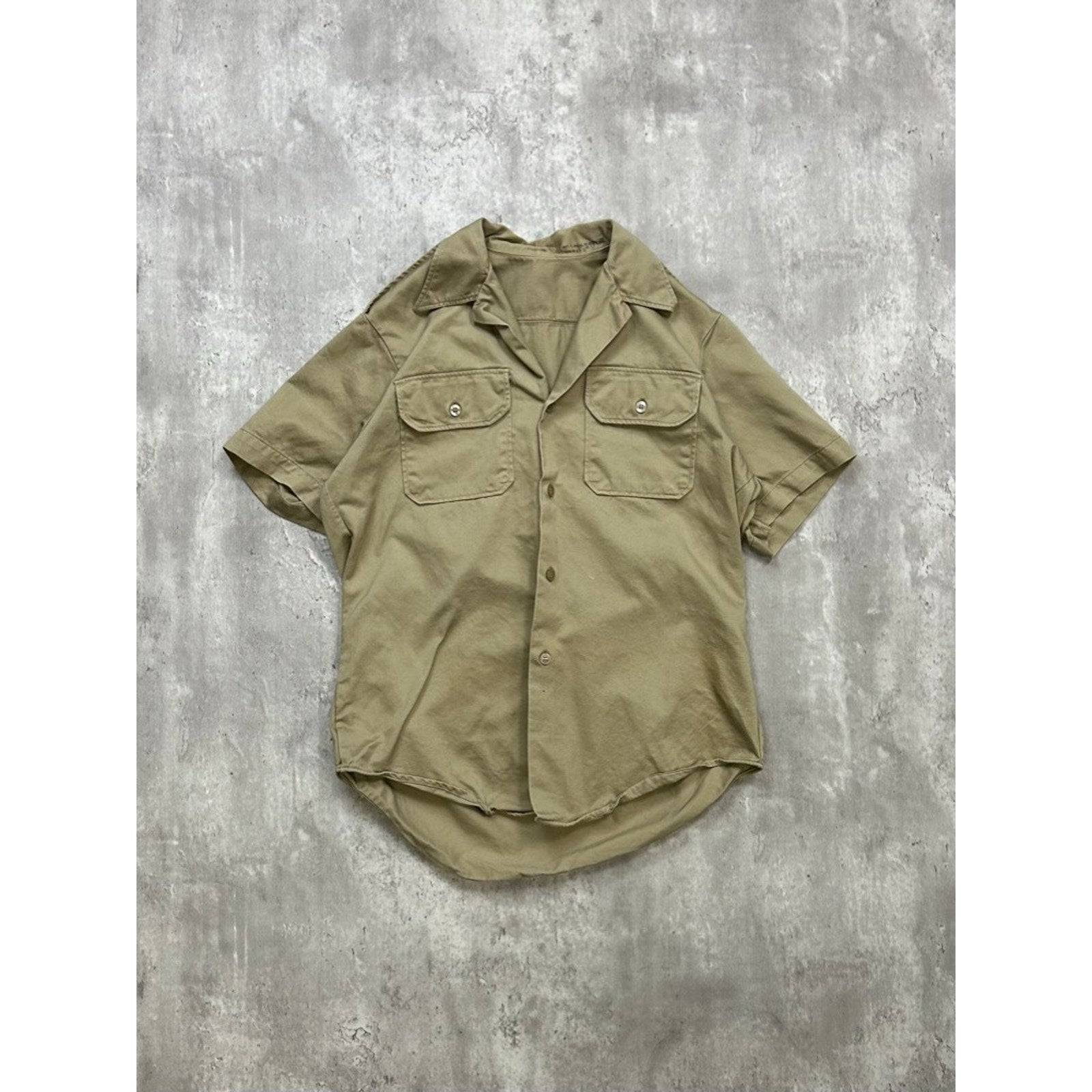 Vintage 1970s US Army Khaki Short Sleeve Button Up Shirt Size Medium