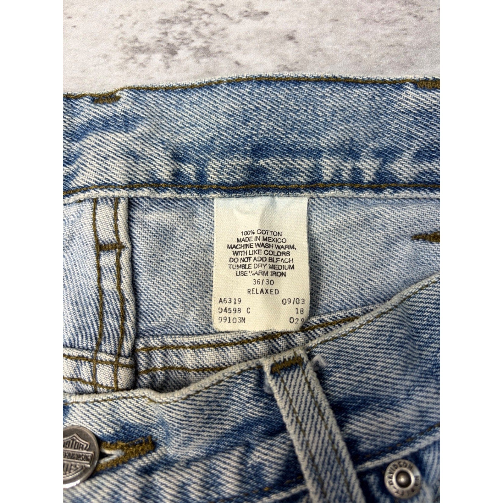 Vintage Harley Davidson Light Wash Denim Pants Size 35