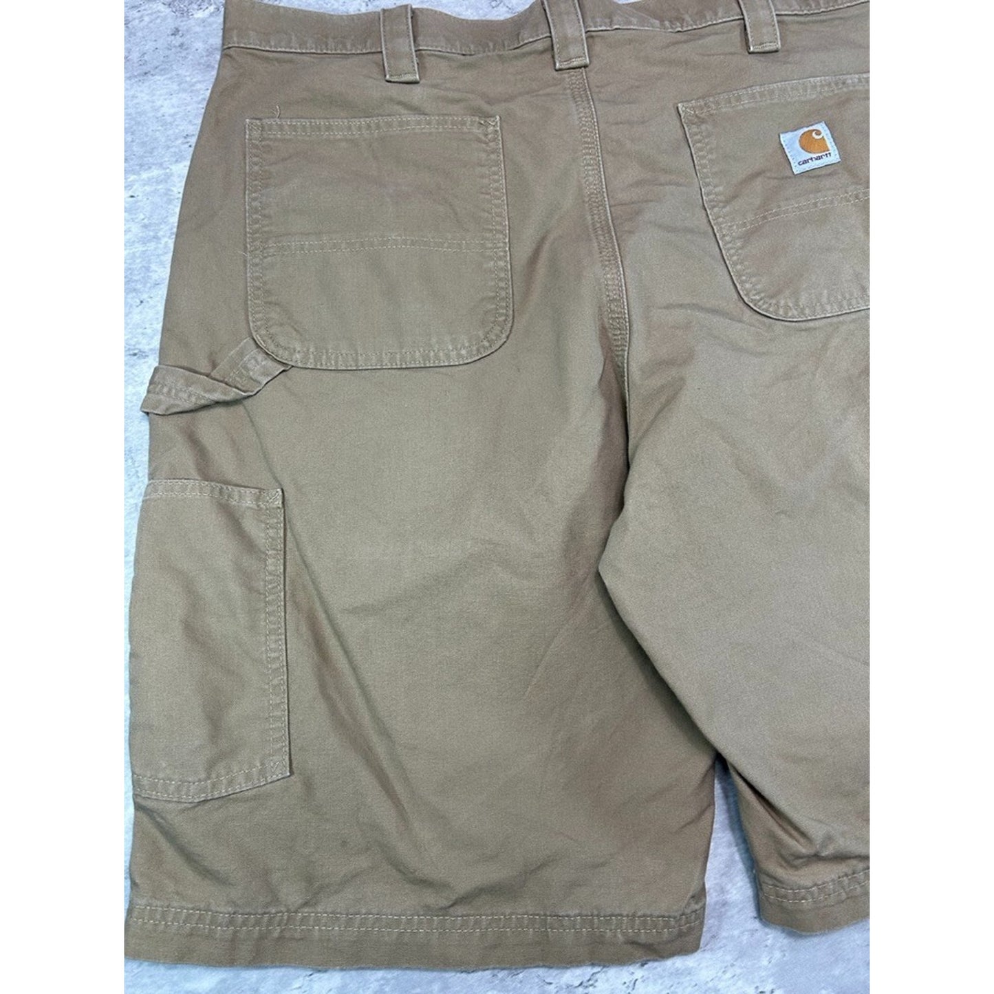 Vintage Carhartt Original Fit Canvas Workwear Carpenter Shorts Size 38 Beige
