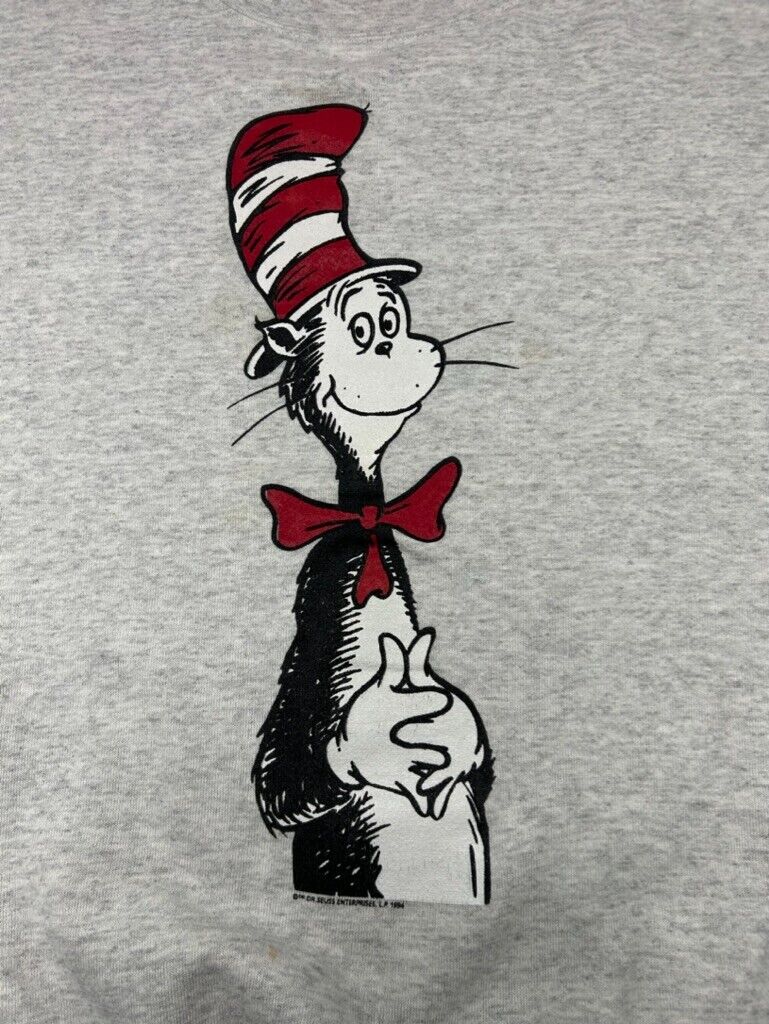 Vintage 1994 Dr Seuss Cat In The Hat Cartoon Character Graphic Sweatshirt Sz XL