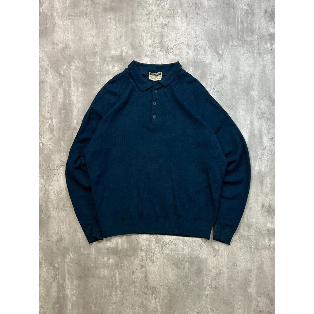 Vintage 80s/90s Tundra 1/4 Button Collared Knit Sweater Size XL