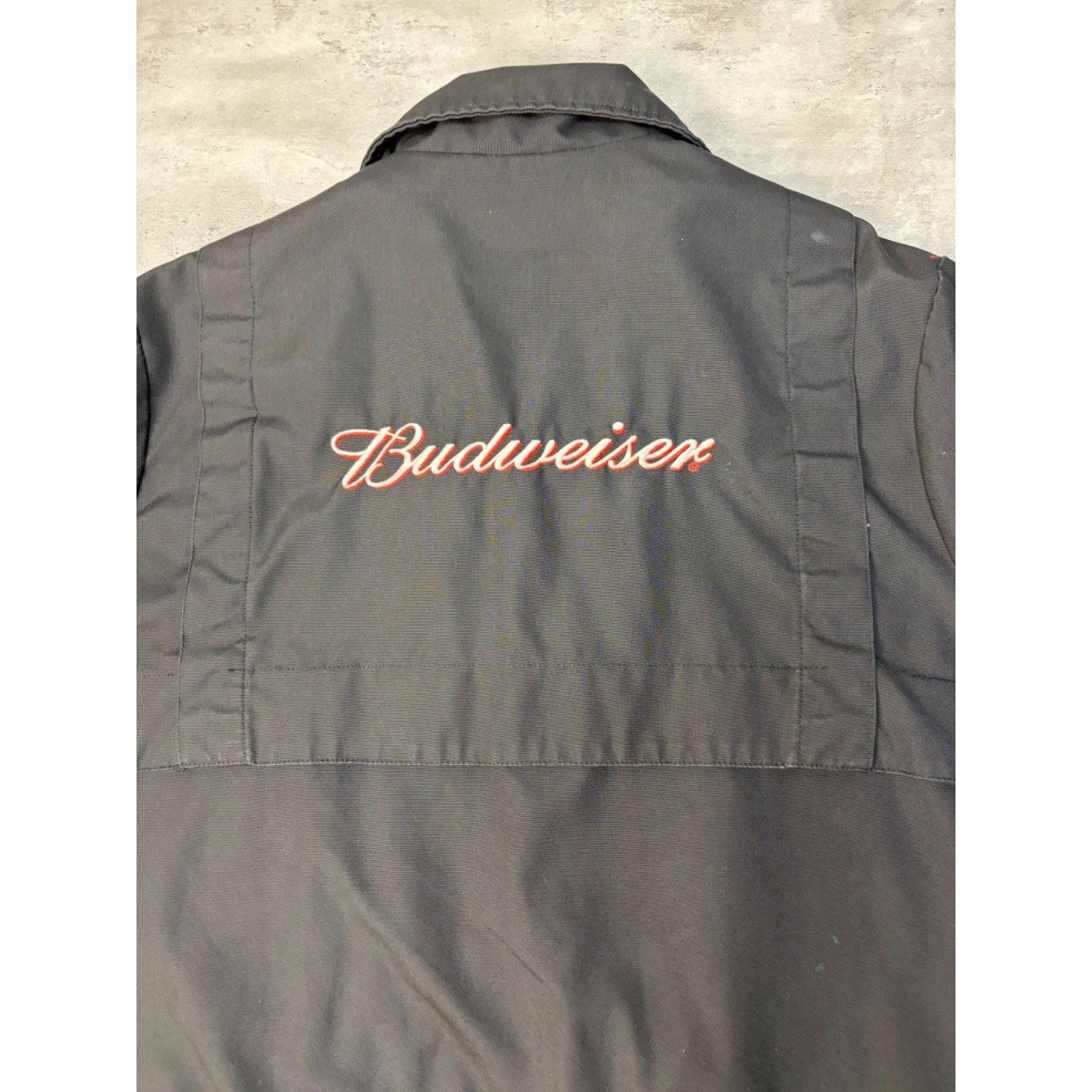 Vintage 80s/90s Budweiser Embroidered Logo Full Zip Bomber Jacket Size XL