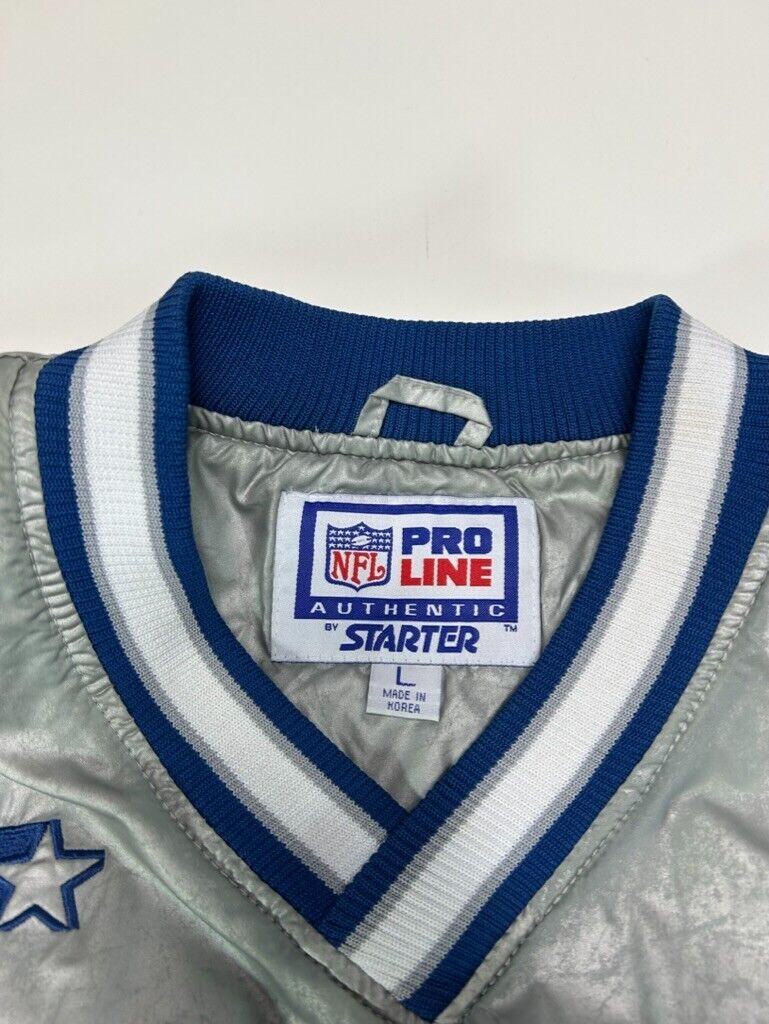 VTG 90s Dallas Cowboys NFL Nylon Pull Over Starter Windbreaker Jacket Size Large