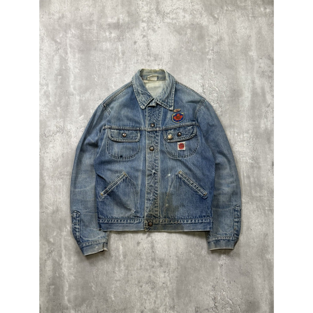 Vintage 1960s GWG Kings Medium Wash Denim Trucker Jacket Size Medium