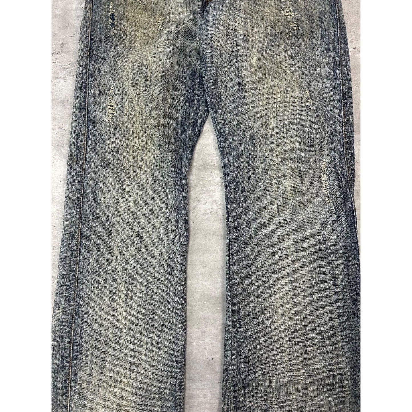 Vintage Y2K Parasuco Distressed Gray Denim Straight Fit Denim Pants Size 33