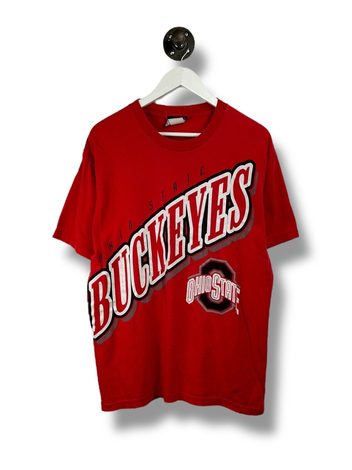 Vintage 90s Ohio State Buckeyes NCAA Big Spell Out Graphic T-Shirt Size Large