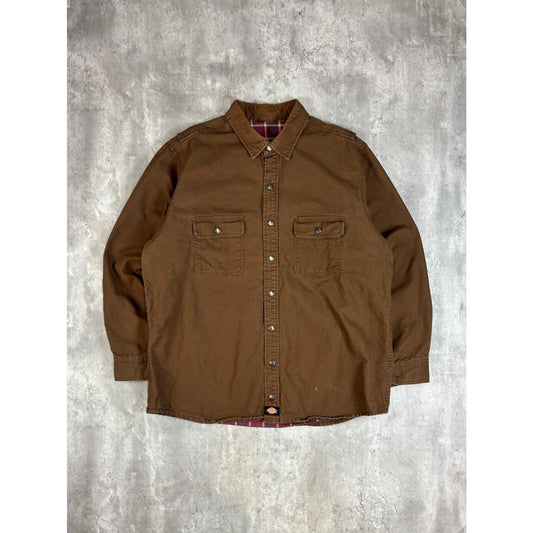 Vintage Dickies Plaid Lined Canvas Long Sleeve Workwear Button Up Shirt Size XXL