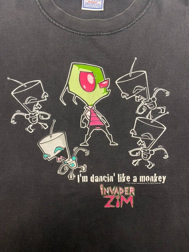 Vintage 2001 Invader Zim Im Dacin Like A Monkey Tv Show Promo T-Shirt Size XL