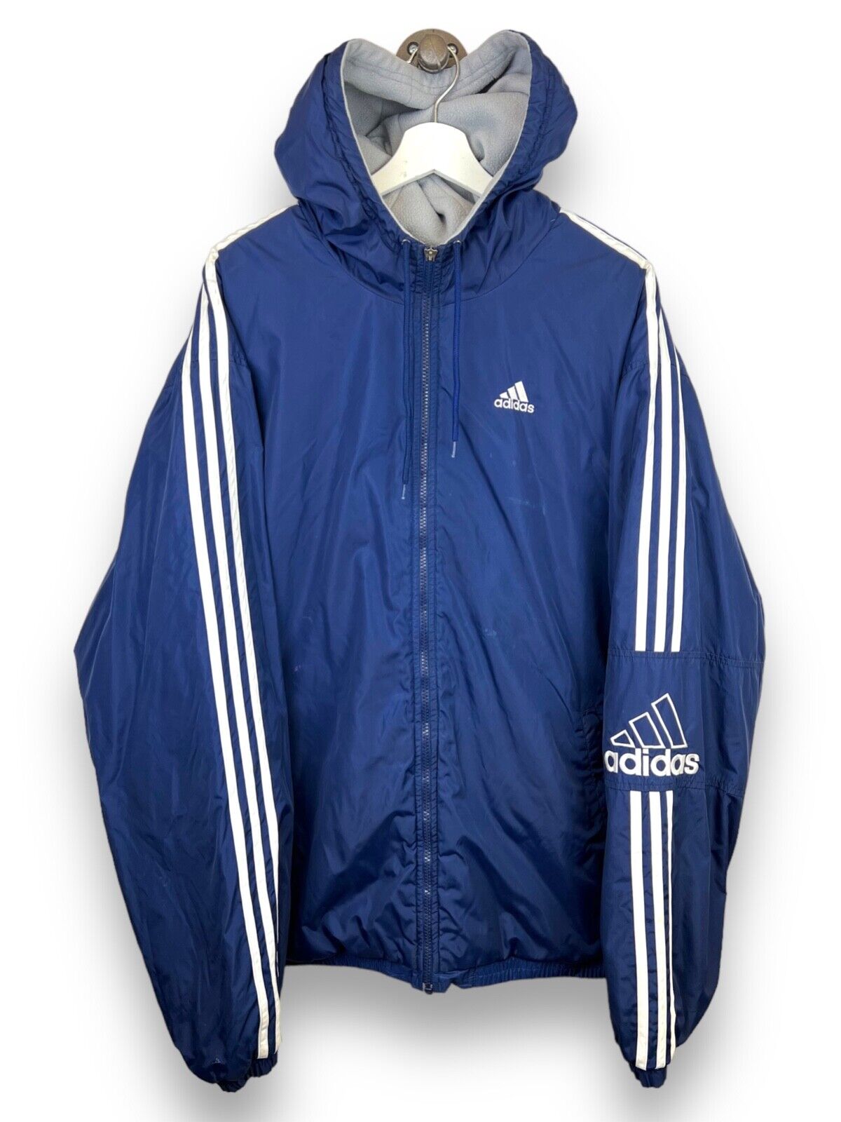 Vintage Adidas Fleece Lined Full Zip Windbreaker Jacket Size XL