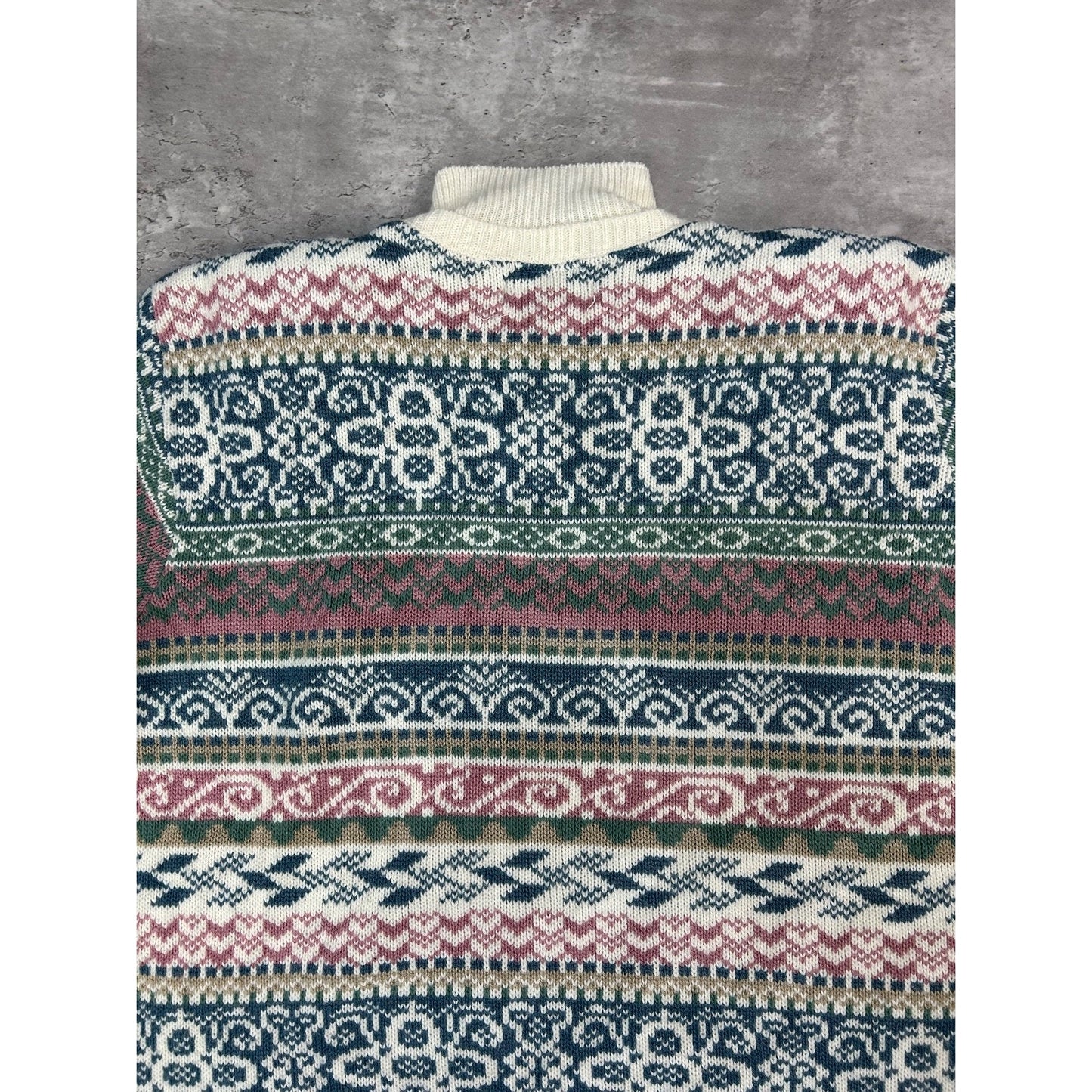 Vintage 90s Women's Alfred Dunner Abstract Striped Collared Knit Sweater Large