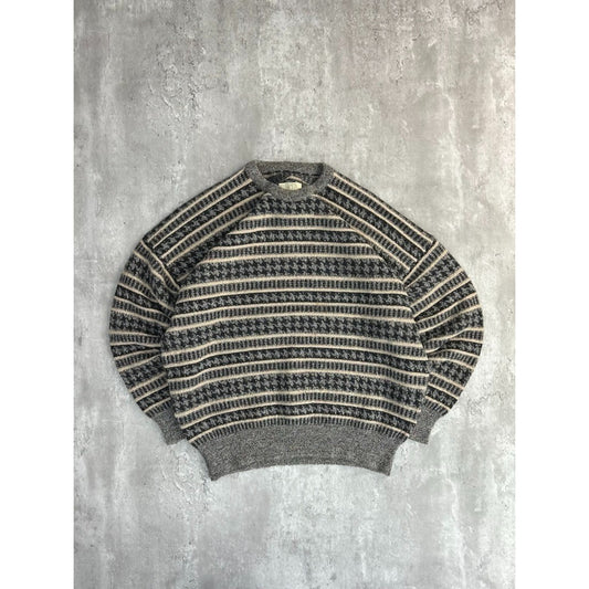 Vintage 80s/90s Abstract Print Pullover Ribbed Knit Sweater Size XL